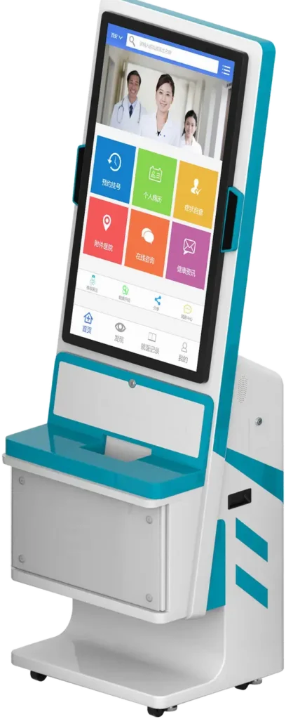 21.5″ Floor-Standing Queue Kiosk Touch Ticket for Gov Hall - 03 View2 1 - Lunox